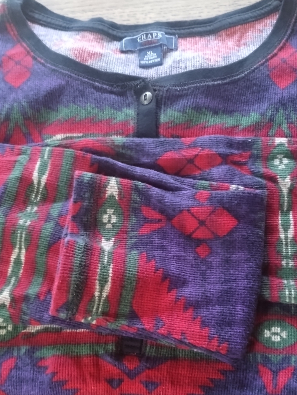 CHAPS Women Purple & Red Patterned Pullover Sweater